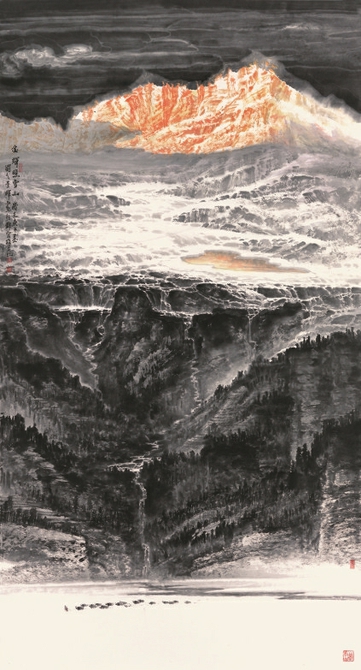 大国脊梁·圣境峰光高原雪山画派作品展（山东站）在济南市美术馆举办